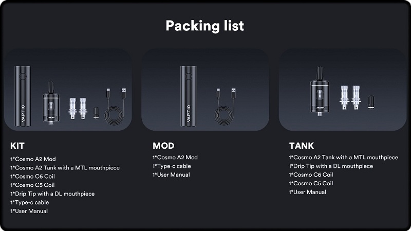Cosmo A2 - Contenu du Pack